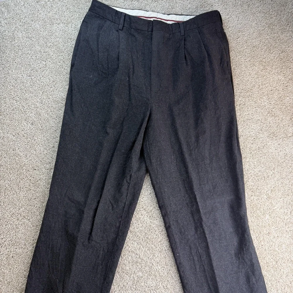 Tommy Hilfiger Pants Mens 36x34 Gray Wool Dress Pleated Straight Leg Lined